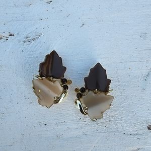 Mid Century cottagecore CORO EARRINGS Lucite leaf tan Jewelry Moonglow Earrings